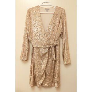 H&M Gold Sequin Long Sleeved Mini Dress